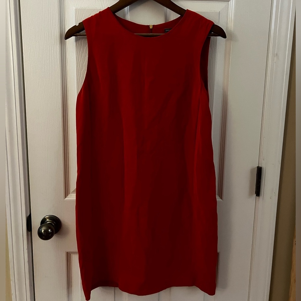 VINCE RED ORANGE SHIFT DRESS SIZE 10